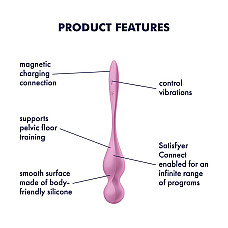 Вагинальные смарт-шарики с вибрацией Satisfyer Love Birds 1 Connect App Pink, 78 г