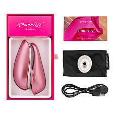 Вакуумный клиторальный стимулятор Womanizer Liberty Pink, магнитная крышка, 2 насадки