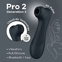 Вакуумный клиторальный стимулятор Satisfyer Pro 2 Generation 3 with Liquid Air Connect App Dark Grey