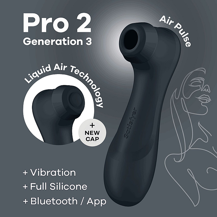 Вакуумний кліторальний стимулятор Satisfyer Pro 2 Generation 3 with Liquid Air Connect App Dark Grey