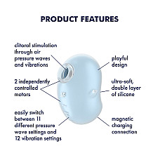 Вакуумний кліторальний стимулятор із вібрацією Satisfyer Cutie Ghost Blue