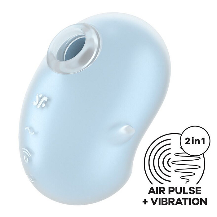 Вакуумний кліторальний стимулятор із вібрацією Satisfyer Cutie Ghost Blue