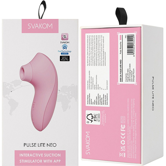 Вакуумный стимулятор Svakom Pulse Lite Neo Pale Rosette, управляется со смартфона