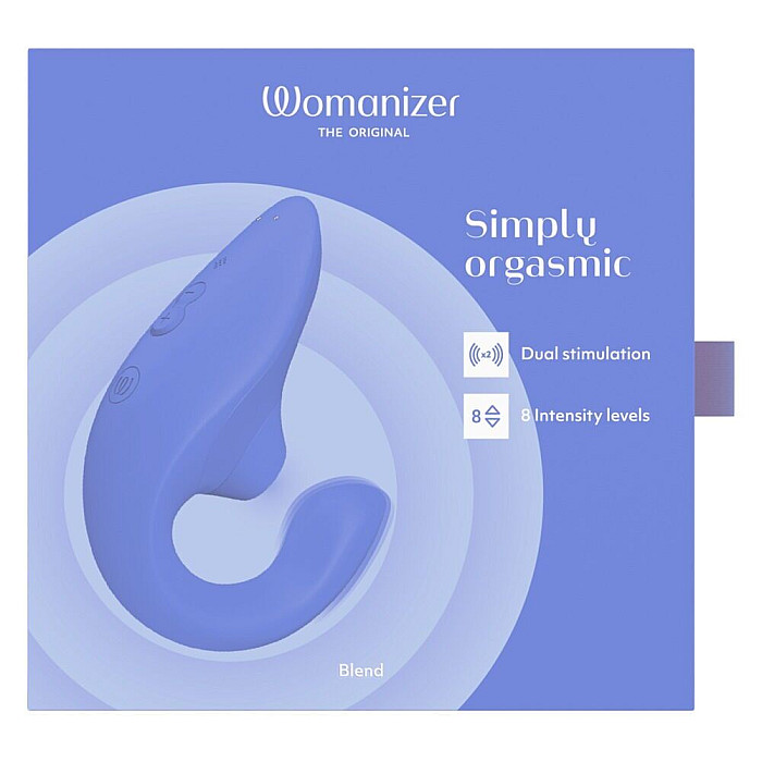 Вагинально-клиторальный стимулятор Womanizer Blend Vibrant Blue, вибрация + вакуум, 2 мотора