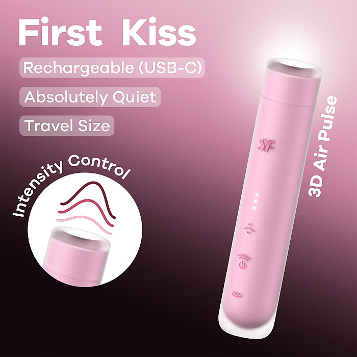 Вакуумный стимулятор Satisfyer First Kiss, технология 3D Air Pulse, 30 режимов, двойной силикон