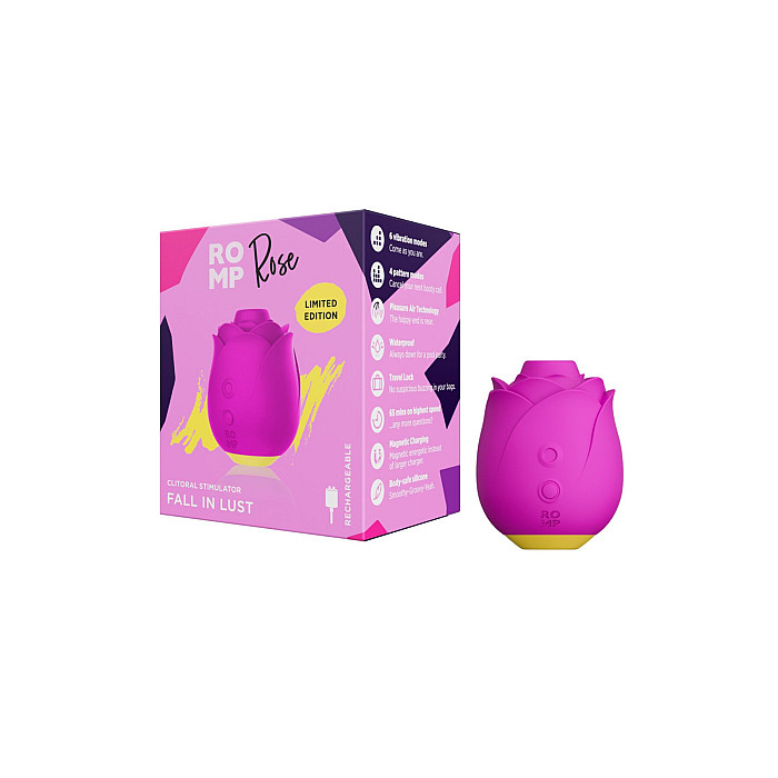 Шикарний вакуумний кліторальний стимулятор Romp Rose Pink, у вигляді троянди