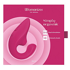Вагинально-клиторальный стимулятор Womanizer Blend Vibrant Pink, вибрация + вакуум, 2 мотора
