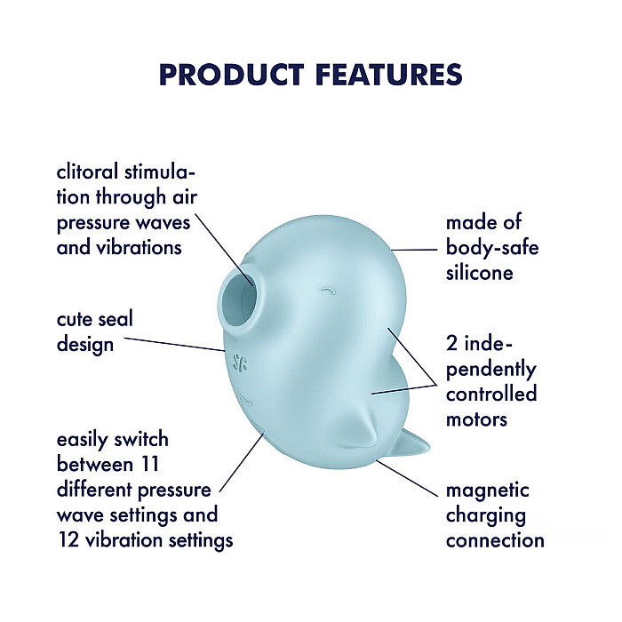 Вакуумный клиторальный стимулятор с вибрацией Satisfyer Sassy Seal, 2 независимых мотора