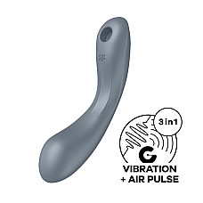 Вакуумный стимулятор с вибрацией Satisfyer Curvy Trinity 1 Bluegrey, игрушка 3в1