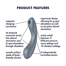 Вакуумный стимулятор с вибрацией Satisfyer Curvy Trinity 1 Bluegrey, игрушка 3в1