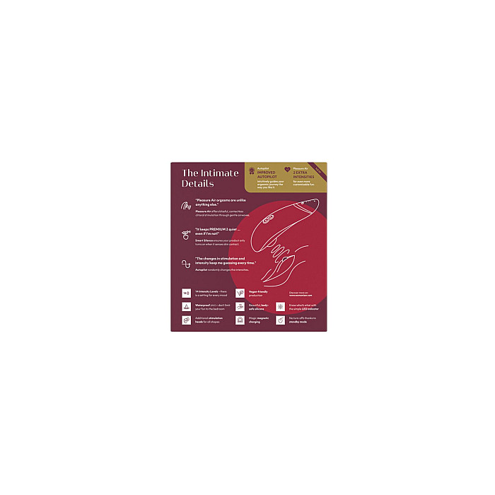 Вакуумний кліторальний стимулятор Womanizer Premium 2 - Bordeaux, функції Autopilot та Smart Silence