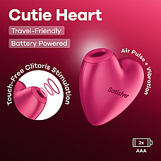 Вакуумний стимулятор-серце з вібрацією Satisfyer Cutie Heart Battery Series