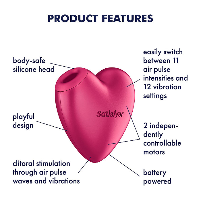 Вакуумний стимулятор-серце з вібрацією Satisfyer Cutie Heart Battery Series