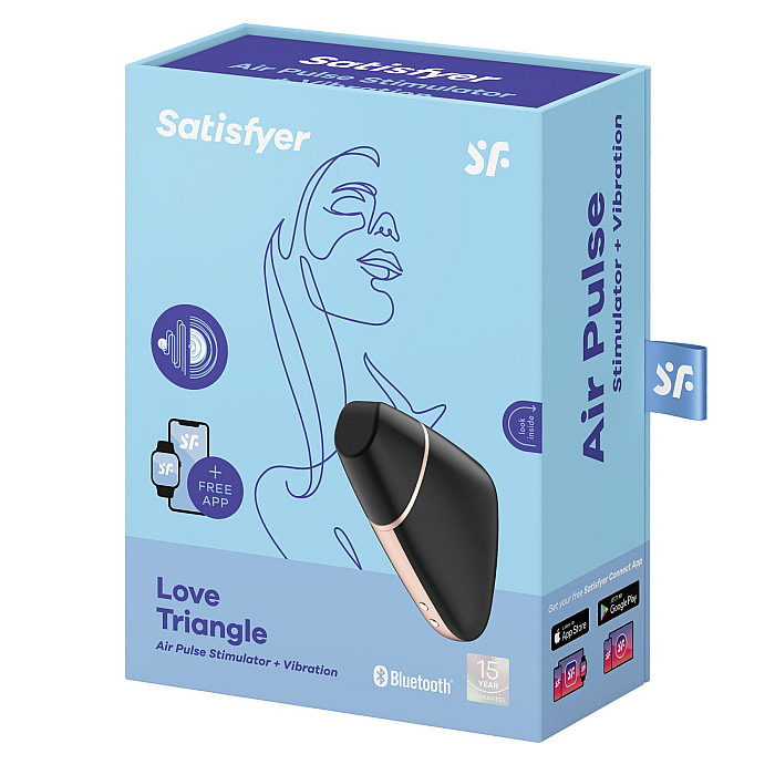 Вакуумний кліторальний стимулятор Satisfyer Love Triangle Black з керуванням через інтернет
