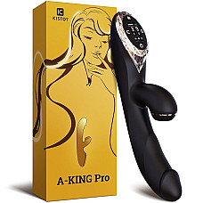 Вакуумный вибратор-кролик с подогревом KISTOY A-King Pro Black, с LED-экраном