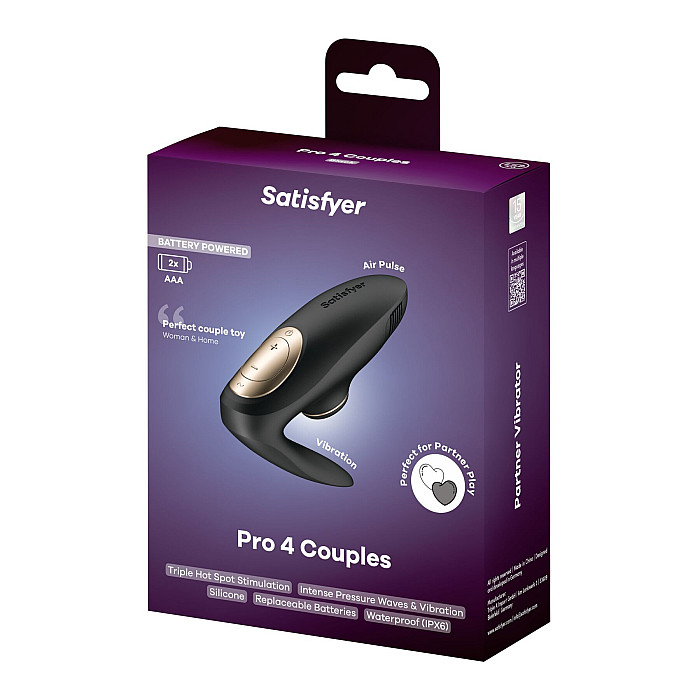 Вакуумний вібратор для пар Satisfyer Pro 4 Couples Battery Series, підходить для сексу у парі