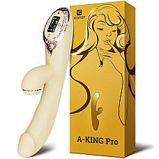Вакуумний вібратор-кролик з підігрівом KISTOY A-King Pro Yellow, з LED-екраном