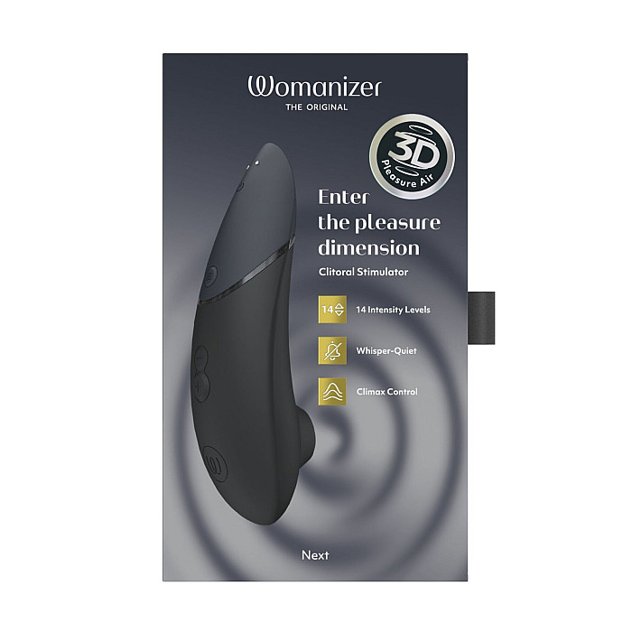 Вакуумный клиторальный стимулятор Womanizer Next Black, 3D Pleasure Air, 14 уровней интенсивности