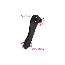 Вибратор и вакуумный клиторальный стимулятор Alive Midnight Quiver Black - секс-игрушка 2в1