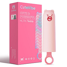 Вибратор CuteVibe Teddy Pink (Black Dildo), реалистичный вибратор под видом мороженого