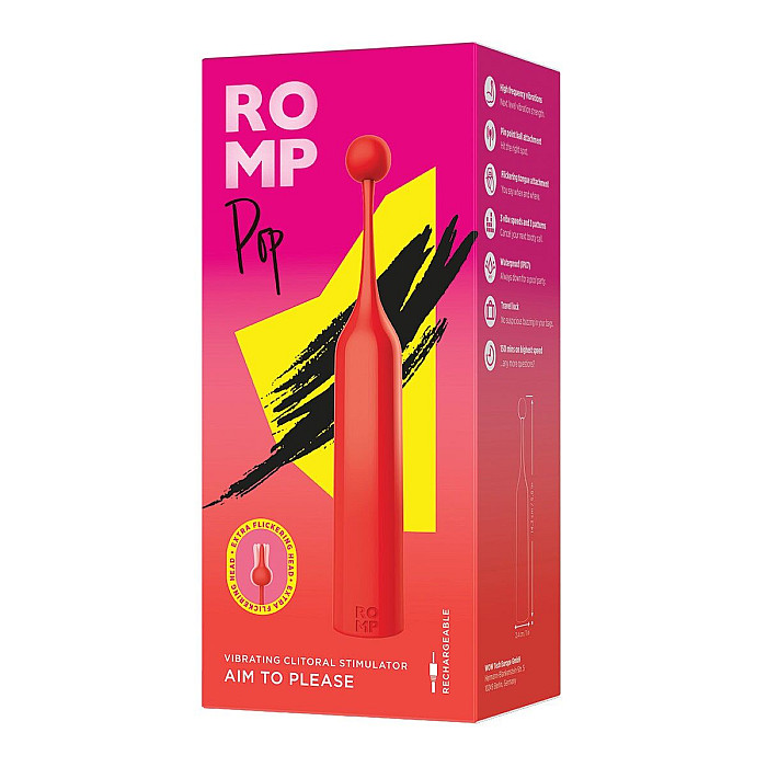 Клиторальный стимулятор Romp Pop, съемная насадка, высокочастотный