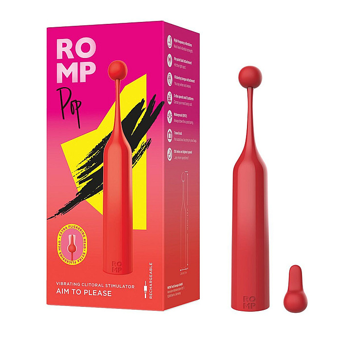 Клиторальный стимулятор Romp Pop, съемная насадка, высокочастотный