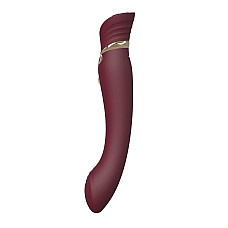 Смартвибратор 3в1 Zalo — Queen Set Wine Red, пульсирующая жемчужина и вакуум, кристалл Swarovski