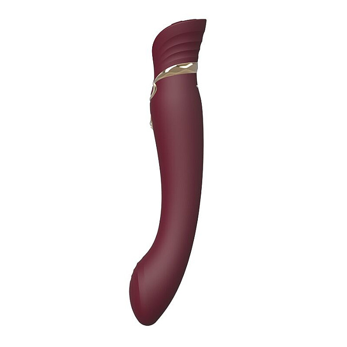 Смартвибратор 3в1 Zalo — Queen Set Wine Red, пульсирующая жемчужина и вакуум, кристалл Swarovski