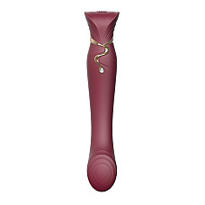 Смартвибратор 3в1 Zalo — Queen Set Wine Red, пульсирующая жемчужина и вакуум, кристалл Swarovski