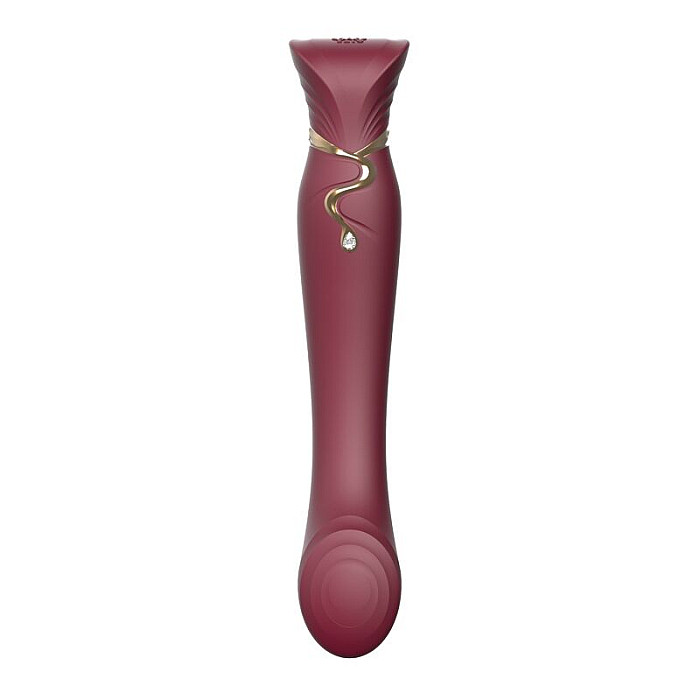Смартвибратор 3в1 Zalo — Queen Set Wine Red, пульсирующая жемчужина и вакуум, кристалл Swarovski