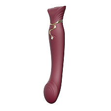 Смартвибратор 3в1 Zalo — Queen Set Wine Red, пульсирующая жемчужина и вакуум, кристалл Swarovski