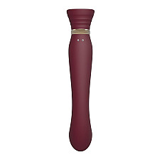 Смартвибратор 3в1 Zalo — Queen Set Wine Red, пульсирующая жемчужина и вакуум, кристалл Swarovski