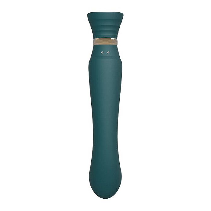 Смартвибратор 3в1 Zalo — Queen Set Jewel Green, пульсирующая жемчужина и вакуум, кристалл Swarovski