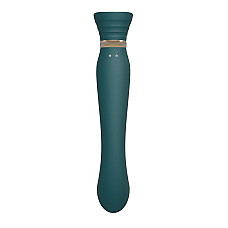 Смартвибратор 3в1 Zalo — Queen Set Jewel Green, пульсирующая жемчужина и вакуум, кристалл Swarovski