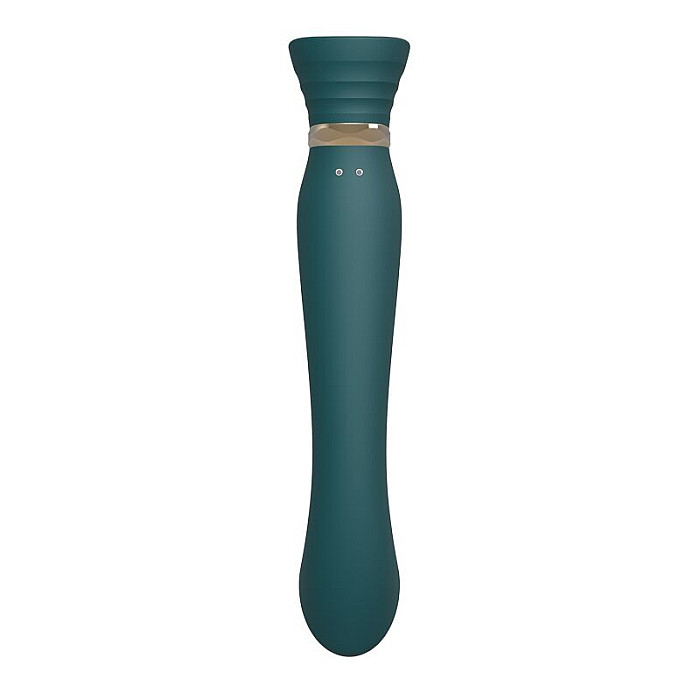 Смартвибратор 3в1 Zalo — Queen Set Jewel Green, пульсирующая жемчужина и вакуум, кристалл Swarovski