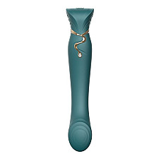 Смартвибратор 3в1 Zalo — Queen Set Jewel Green, пульсирующая жемчужина и вакуум, кристалл Swarovski