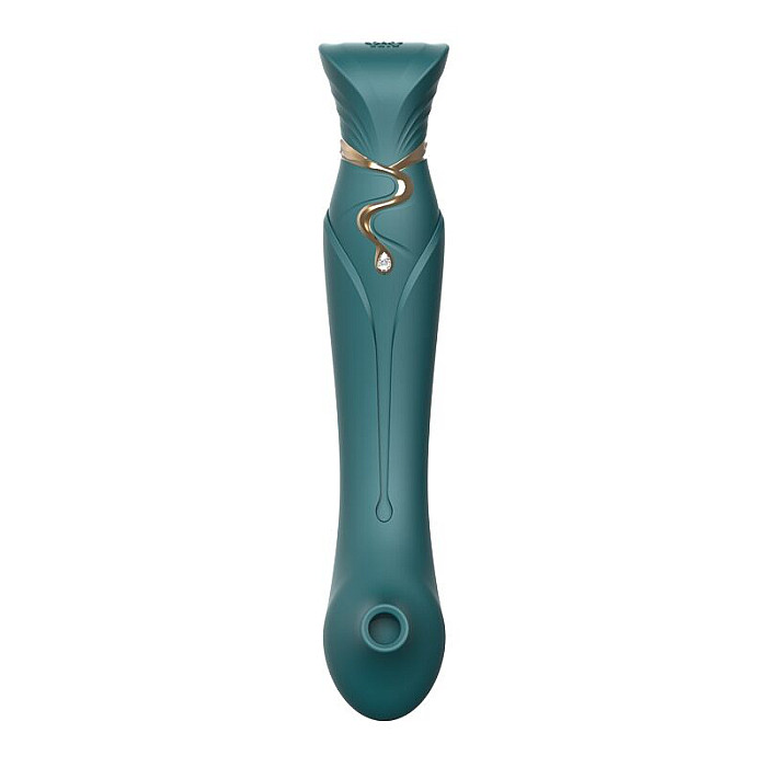 Смартвибратор 3в1 Zalo — Queen Set Jewel Green, пульсирующая жемчужина и вакуум, кристалл Swarovski