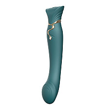 Смартвибратор 3в1 Zalo — Queen Set Jewel Green, пульсирующая жемчужина и вакуум, кристалл Swarovski