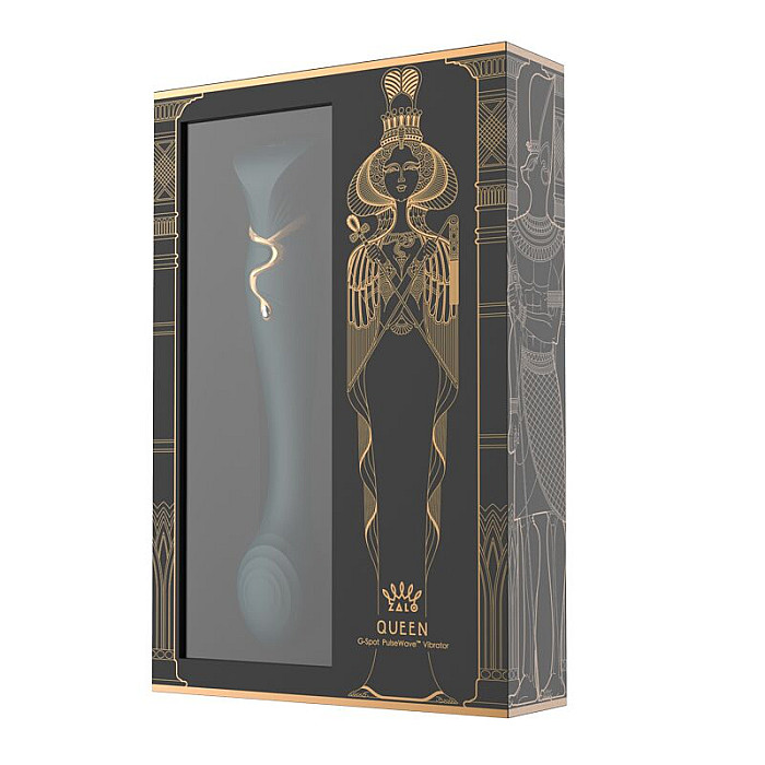 Смартвибратор 3в1 Zalo — Queen Set Jewel Green, пульсирующая жемчужина и вакуум, кристалл Swarovski