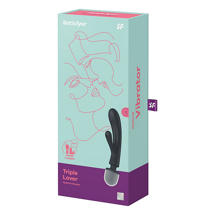 Вібратор-кролик з вібромасажером Satisfyer Triple Lover Grey, 3 мотори