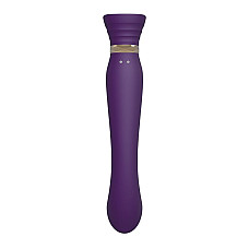 Смартвибратор 3в1 Zalo — Queen Set Twilight Purple, пульсирующая жемчужина и вакуум, кристалл Swarovski