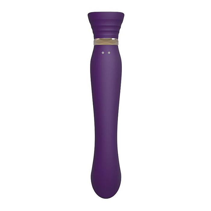 Смартвібратор 3в1 Zalo — Queen Twilight Purple, пульсівна перлина та вакуум, кристал Swarovski