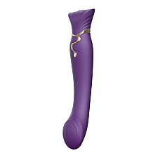 Смартвибратор 3в1 Zalo — Queen Set Twilight Purple, пульсирующая жемчужина и вакуум, кристалл Swarovski
