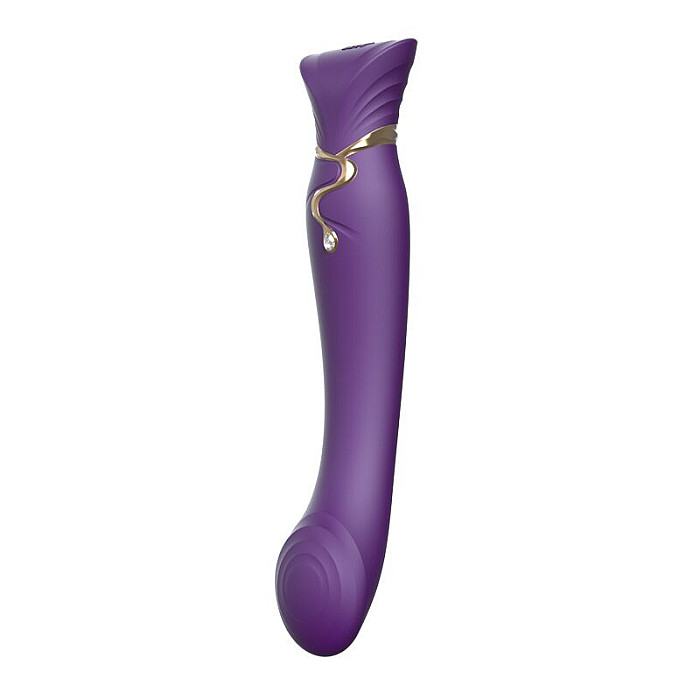 Смартвібратор 3в1 Zalo — Queen Twilight Purple, пульсівна перлина та вакуум, кристал Swarovski