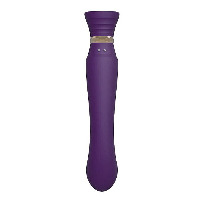 Смартвібратор 3в1 Zalo — Queen Twilight Purple, пульсівна перлина та вакуум, кристал Swarovski