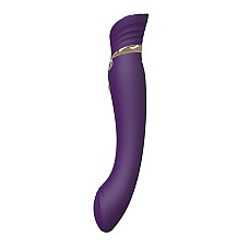 Смартвибратор 3в1 Zalo — Queen Set Twilight Purple, пульсирующая жемчужина и вакуум, кристалл Swarovski