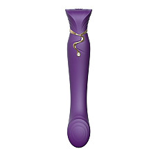 Смартвибратор 3в1 Zalo — Queen Set Twilight Purple, пульсирующая жемчужина и вакуум, кристалл Swarovski