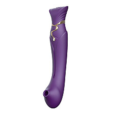 Смартвибратор 3в1 Zalo — Queen Set Twilight Purple, пульсирующая жемчужина и вакуум, кристалл Swarovski