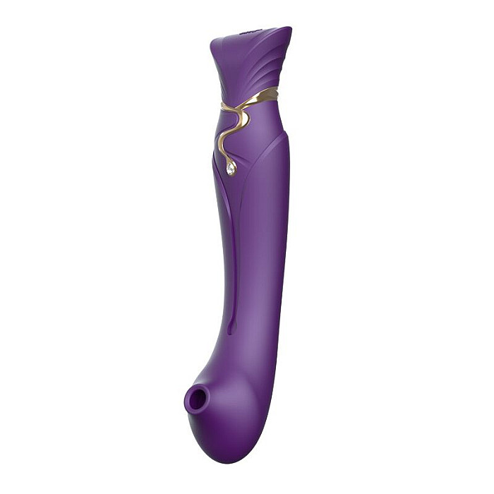 Смартвібратор 3в1 Zalo — Queen Twilight Purple, пульсівна перлина та вакуум, кристал Swarovski