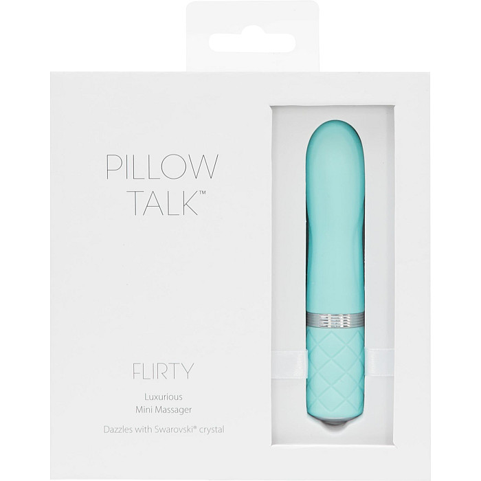 Роскошный вибратор PILLOW TALK - Flirty Teal с кристаллом Swarovski, гибкая головка